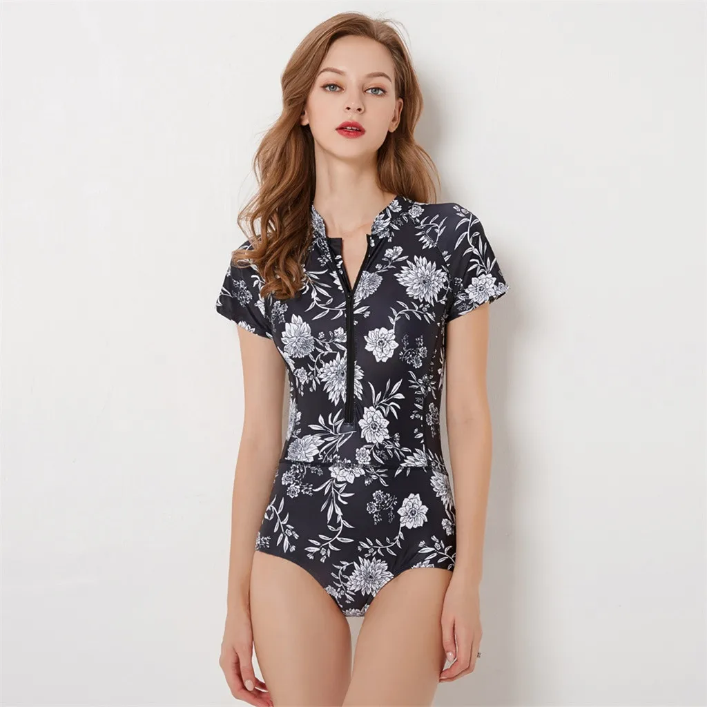 Женский купальный костюм с принтом модный длинным рукавом для серфинга и