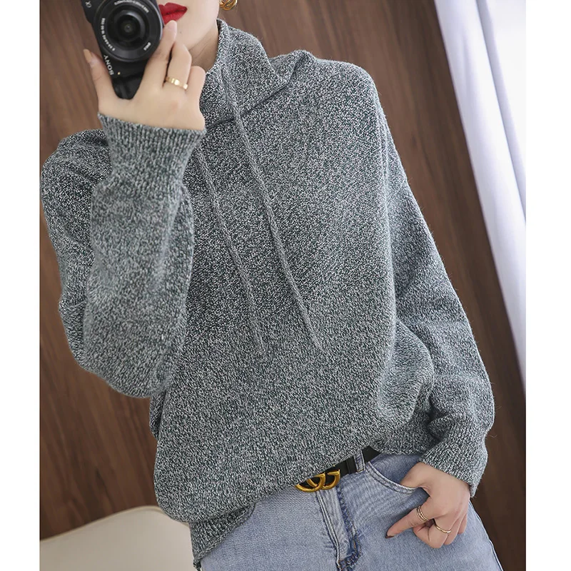 

New Autumn and Winter Cashmere Sweater Women's High Collar Thick Solid Color Sweater Loose Knit Sweater Wild Pullover