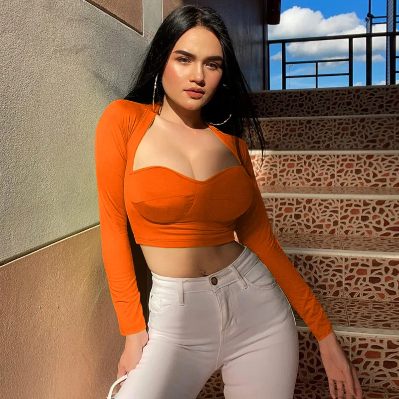 

2021 Sexy Women T-shirt Spring Autumn Fashion Solid V neck long sleeve Top Female Slim Black Wild Tops Ladies Casual Tops