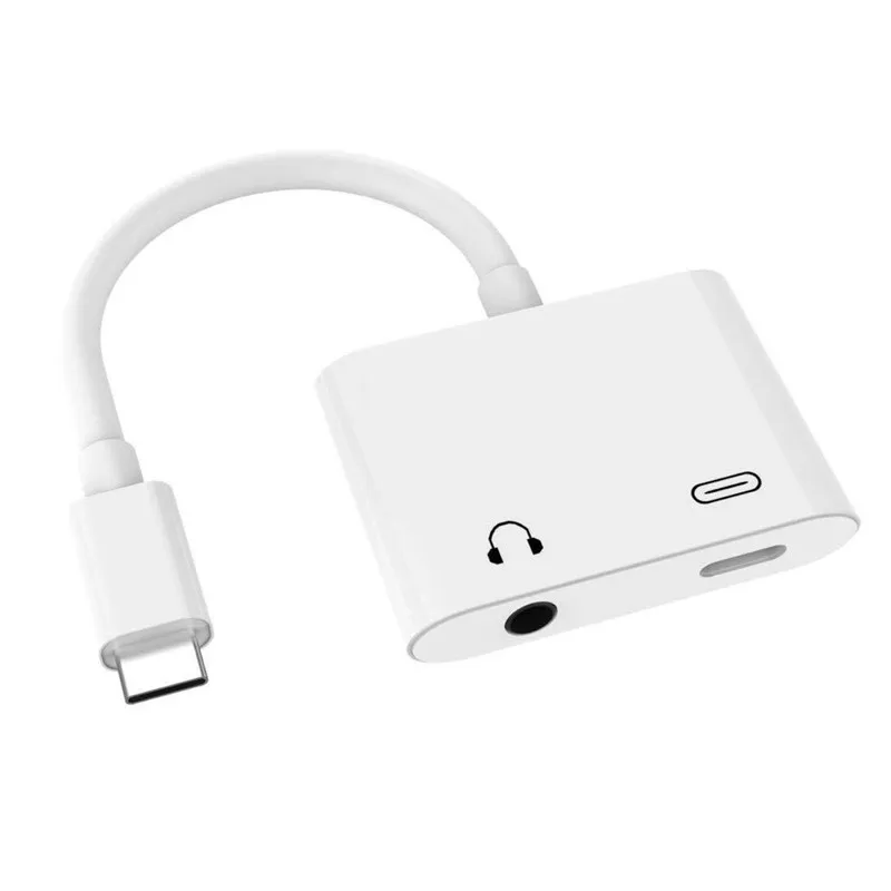 

USB-C to 3.5mm Earphone AUX Audio & Type-C Female Combo Charge Adapter for Cell Phone Tablet