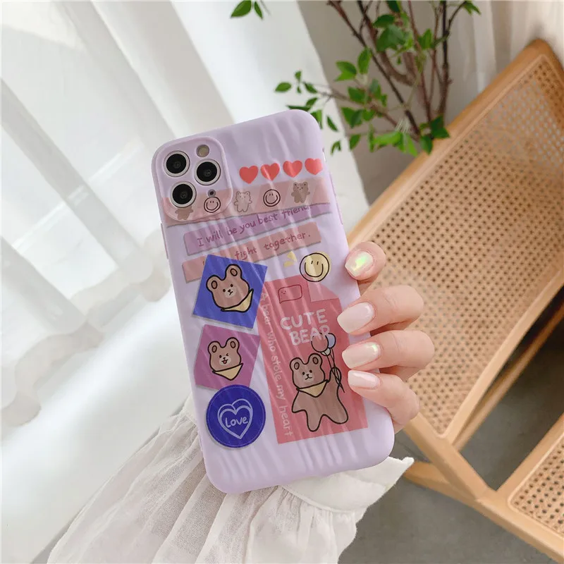 

Cartoon Bear Silicone Soft Phone Case For iPhone 7 8 Plus 2020 SE X XR XS Max 11 11Pro Max 12 12Pro Max Pro Mini Case Shell Bag