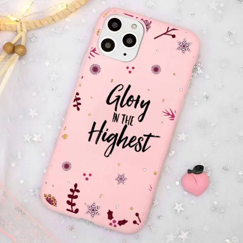 

Jesus Bible Quotes Phone Case Candy Color Pink for iPhone 11 pro XS MAX 8 7 6 6S Plus X 5S SE 2020 XR