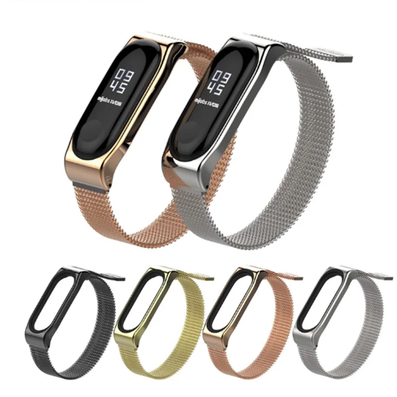 Магнитный mi band 3 ремешок из нержавеющей стали mi band 3 Аксессуары Горячая Распродажа регулируемый ремешок на запястье для xiaomi mi 3 ремешок с 4 цветами