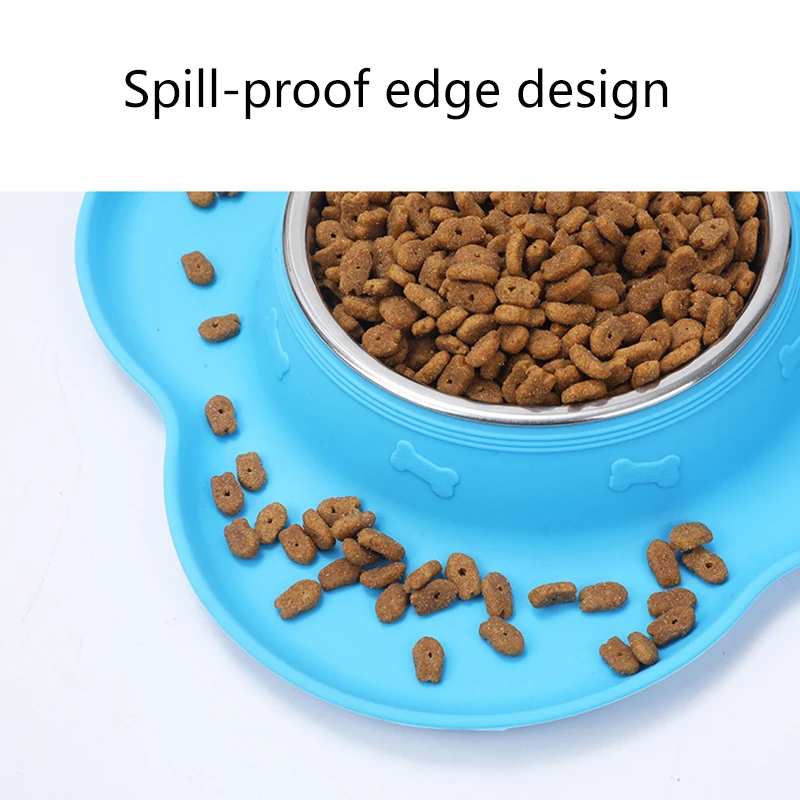 

Bone Shape Silicone Dog Bowl Comedero Perro Anti-Spill Feeder Gamelle Chien Pet Supplies Accessories S-L Black Blue Cuenco