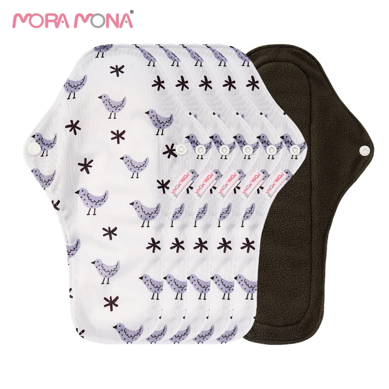 Mora Мона 5 шт./компл. большой ночной большой поток, гигиенический салфеток Многоразовые здоровья бамбуково-угольные прокладки для беременнос...
