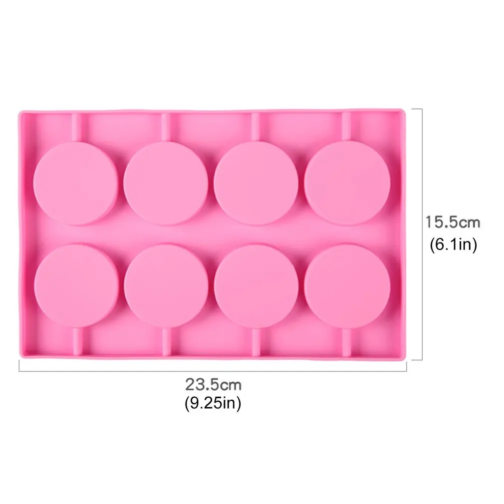 

8 Holes Large Round Lollipop Silicone Molds Chocolate Candy Sugar Craft Gummy Moulds Cake Decorating Tools Decorative Mould