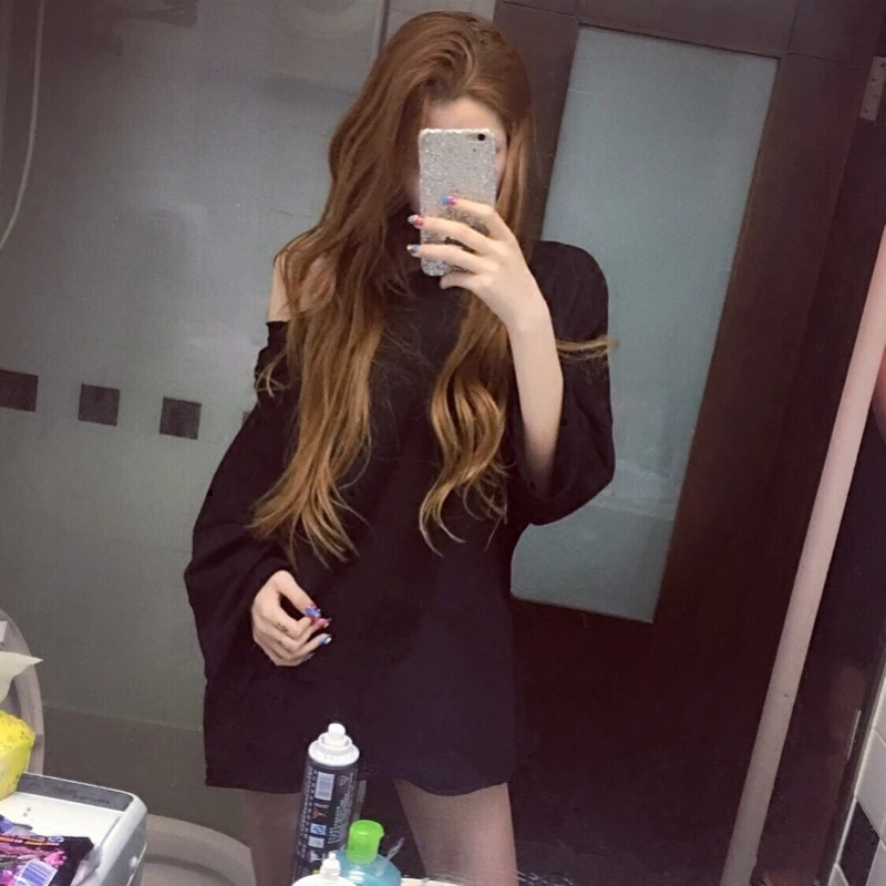 Новые повседневные однотонные с потертыми дырами сексуальные длинные свитера