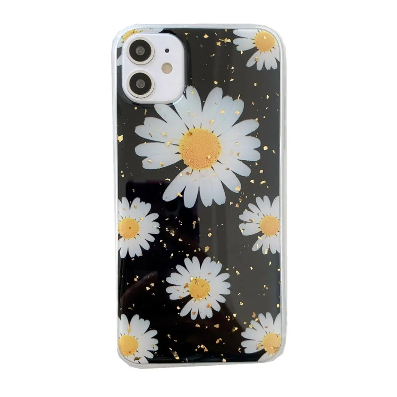 

Transparent Epoxy Flower Silicone Phone Case for iPhone11 12Pro Max mini X XR XS XSMax 8 7 6PluS anti-drop protective cover