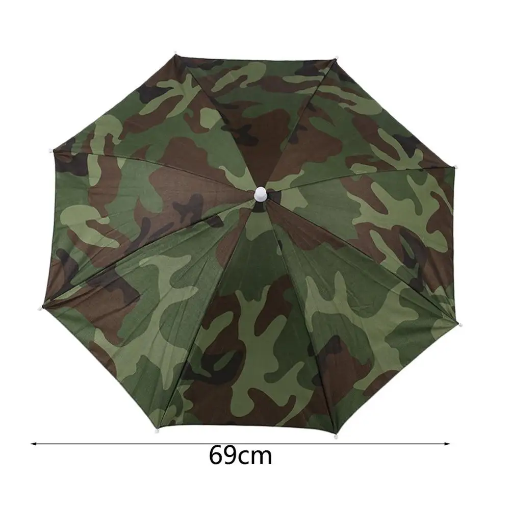 

Portable Outdoor Sports 69cm Umbrella Hat Cap Folding Women Men Umbrella Fishing Hiking Golf Beach Headwear Handsfree Umbrella