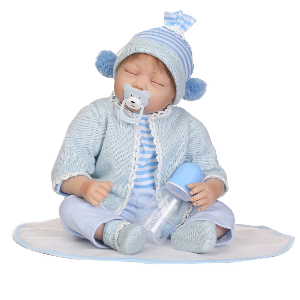 Полусиликоновая Кукла реборн 22 дюйма (тканевое тело) поддельное детское платье в