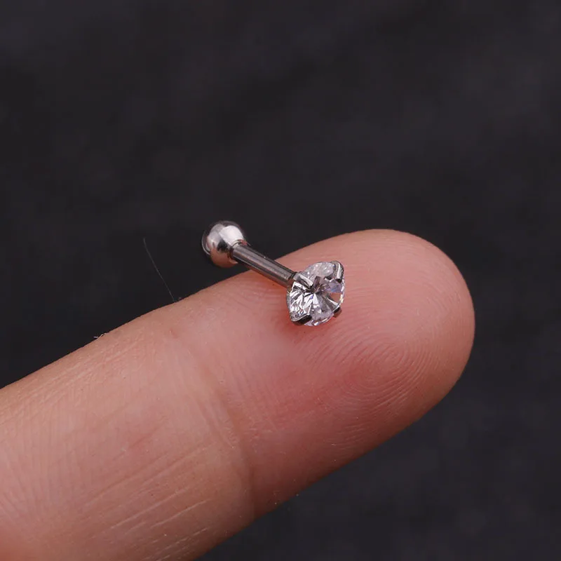 Новый дизайн Cz изогнутый стержень Цветок Луны серьги Надеваемые На ушной хрящ