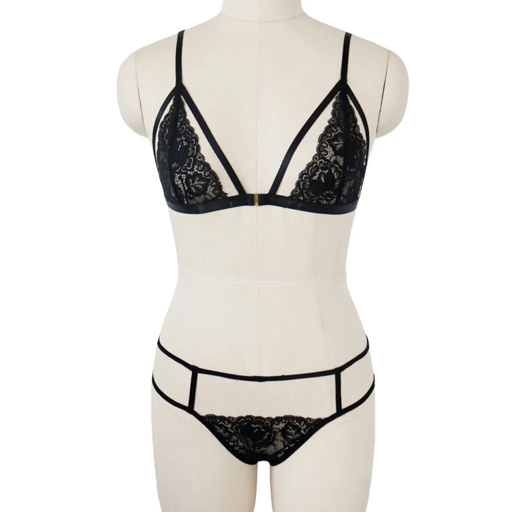 Женское Эротическое нижнее белье в горошек черный кружевной комплект с v