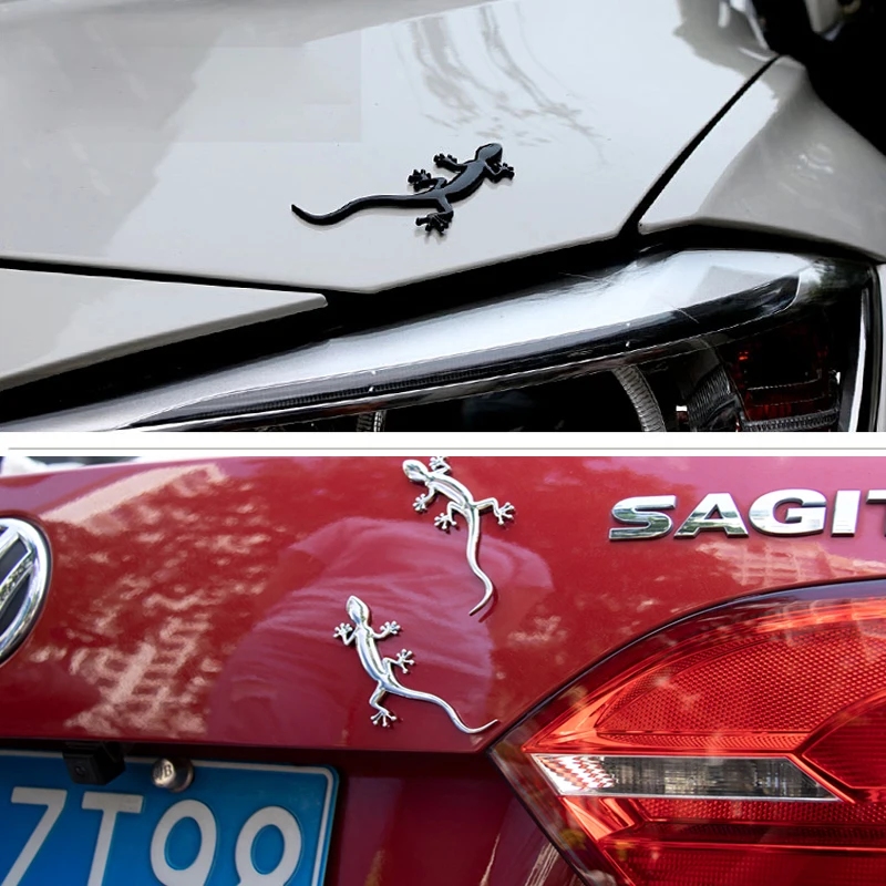 Автомобильная металлическая 3d-наклейка Gecko золотистая серебристая черная