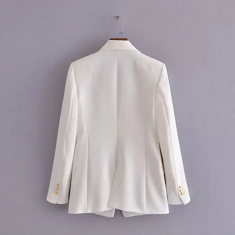 

Toppies White Slim Blazer Double Breasted Suit Jacket Woman Notched Collar Blazer Office Wear 2021