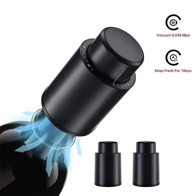

LMETJMA Wine Bottle Stoppers Reusable Vacuum Wine Stoppers Pump Wine Preserver to Keep Your Wine Fresh Up to 7 Days KC0427
