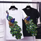 Новое поступление 2021, красивая благородная Элегантная футболка с павлином, лидер продаж, женские модные рубашки, брендовые удобные повседневные топы