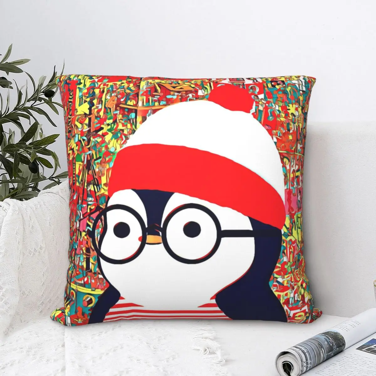 

Colorful Pillowcase Pudgy Penguins Art Backpack Cushion For Bedroom DIY Printed Chair Throw Pillow Case Decorative