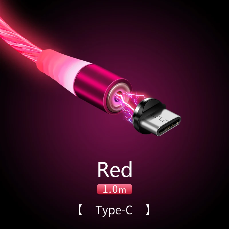 Высококачественный Магнитный кабель Micro usb type C для iPhone Lighting Cable 1 м провод для быстрого заряда type-C Магнитный зарядный кабель для телефона - Цвет: For Type-C (Red)