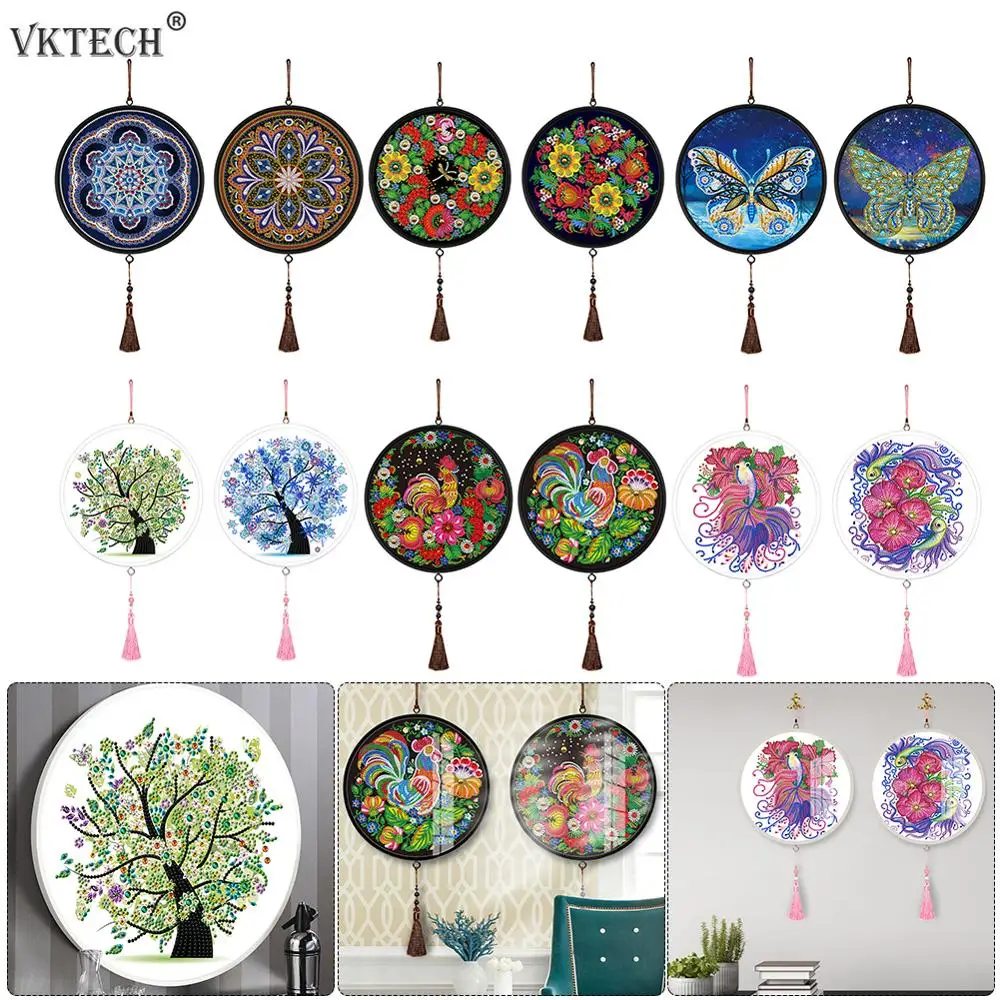 

2pcs DIY Special Shape Diamond Painting Tassels Pendant Mandala Wall Decoration Mural Embroidery Cross Stitch Kits