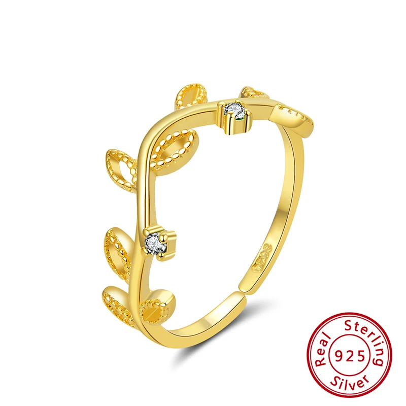 ORSA JEWELS Настоящее серебро 925 регулируемые кольца Для женщин Лист Форма 4 стиль по желанию Зеленая прозрачная AAAA фианит несколько колец ювелирные изделия SR143 - Цвет камня: SR143-G-W