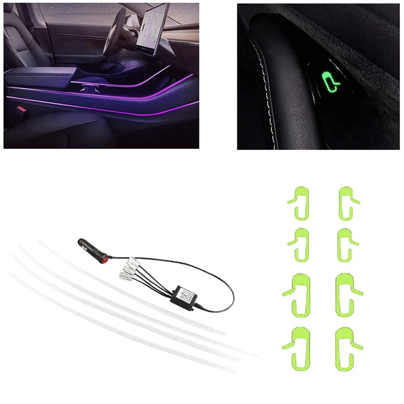 Неоновый светильник трубки и дверь выход наклейка набор для Tesla Model 3 RGB интерьер