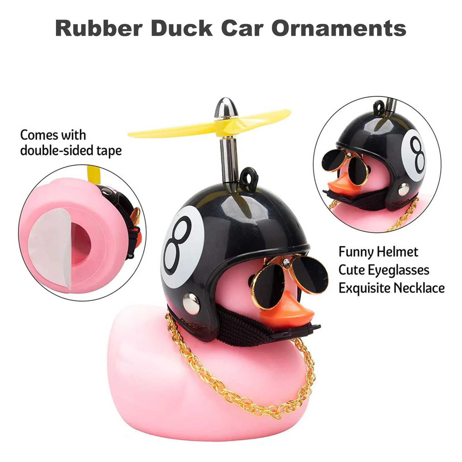

Rubber Duck Toy Car Ornaments Yellow Duck Car Dashboard Decorations With Propeller Helmet For Adults Kids Luminous Toys