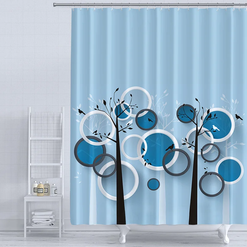 Занавеска для душа с принтом милого кота водонепроницаемая шторка из полиэстера