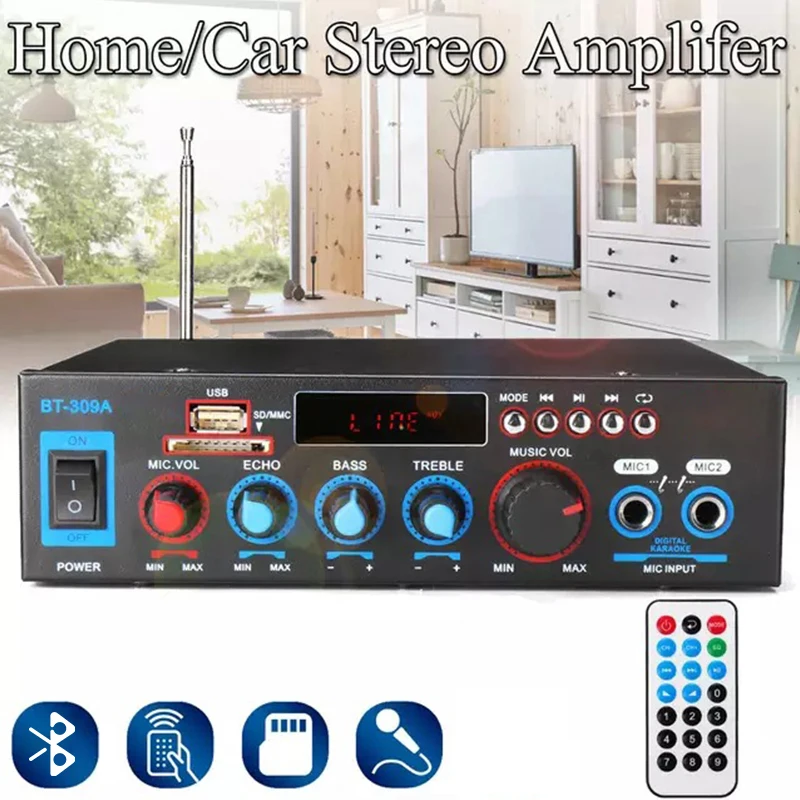 5 0 bluetooth 2 канальный аудио Мощность Hi Fi усилитель Динамик FM USB цифровой стерео