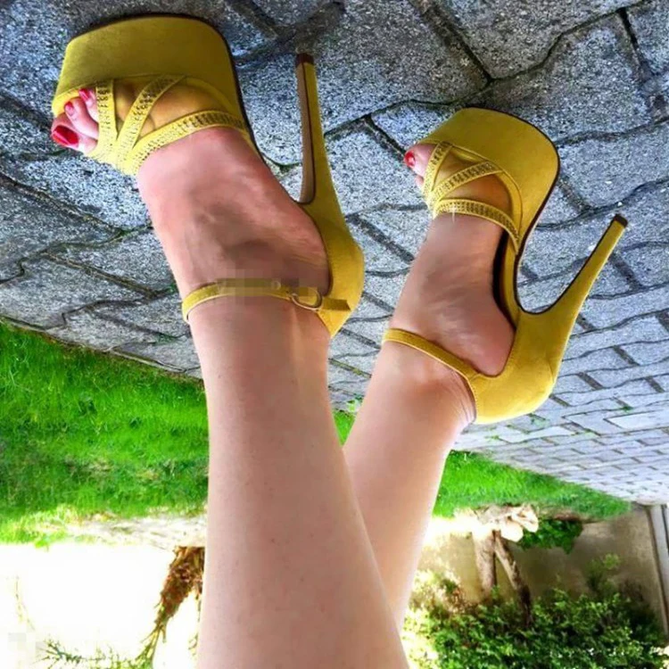 

ASHIOFU Handmade Ladies High Heel Sandals Buckle Strap Peep-toe Party Summer Shoes Sexy Platform Evening Fashion Sandals Shoes