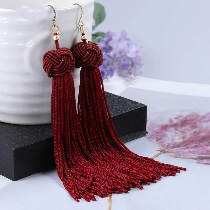 Винтажные этнические длинные висячие серьги с кисточками для женщин женские