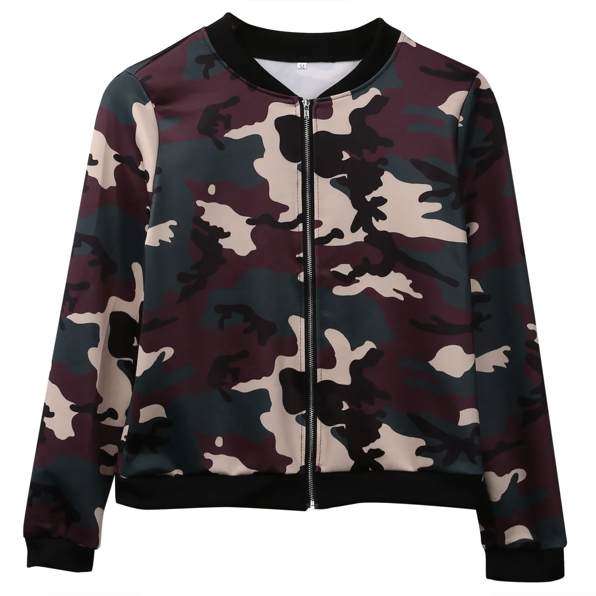 

New Style Ladies Ladies Camouflage Jacket Zipper Long Sleeve O-neck Slim Casual Jacket Coat Spring Autumn