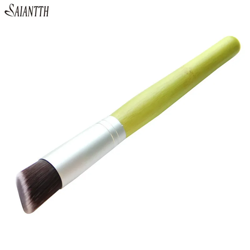 SAIANTTH уникальный дизайн косая головка плоская кисти для макияжа зеленая