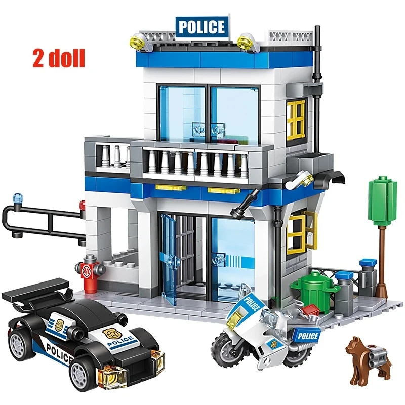 

City Police Station SWAT Building Blocks Car Helicopter City House Truck Blocks Creative Bricks Toys For Children