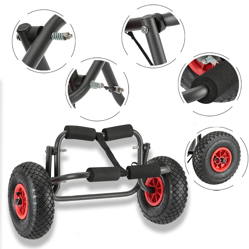 

Portable Kayak Trolley 65KG Loading Capacity Foldable Kayak Trolley Energy-saving Two-wheeled Carrier Cart for Kayak Canoe Boat
