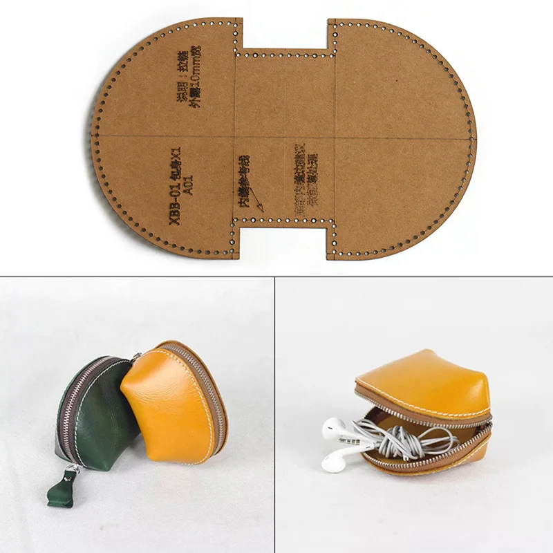 

"Сделай сам" с мешок Крафта Бумага шаблон кожаный полукруг кошелек Акриловая картина отделение для монет Швейные дизайн кожи трафареты для ...