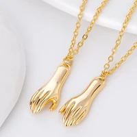 2pcs set double hand magnet attraction pendant couple necklace friendship jewelry creative chain wedding necklace bff gift