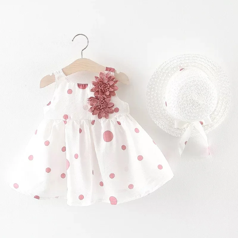 Платье для маленьких девочек летнее платье в горошек комплект из 2 предметов с