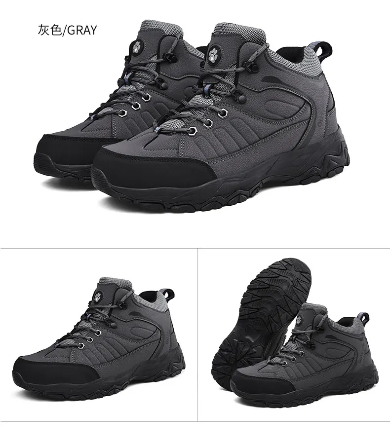 MANLI Genuine Leather Men Outdoor Hiking Shoes Winter With en Leather Boots Waterproof Mountain Climbing Hunting Boots