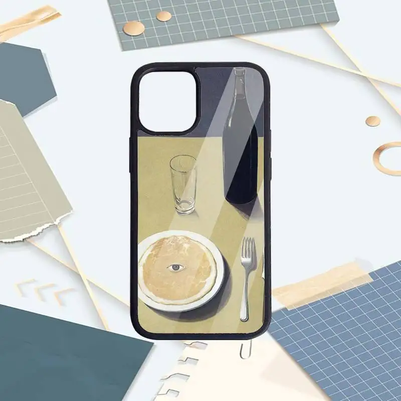 

Rene Magritte art design pattern Phone Cases PC for iPhone 11 12 pro XS MAX 8 7 6 6S Plus X 5S SE 2020 XR Luxury brand