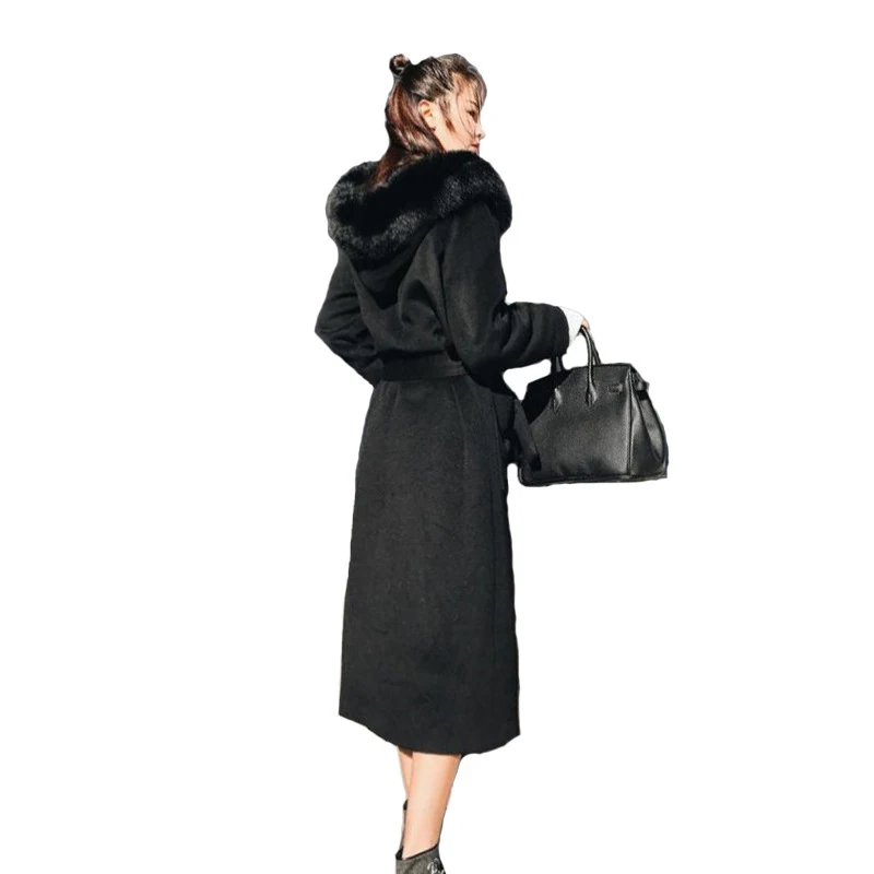 Шерстяное пальто с воротником Женское средней длины в Корейском стиле новое