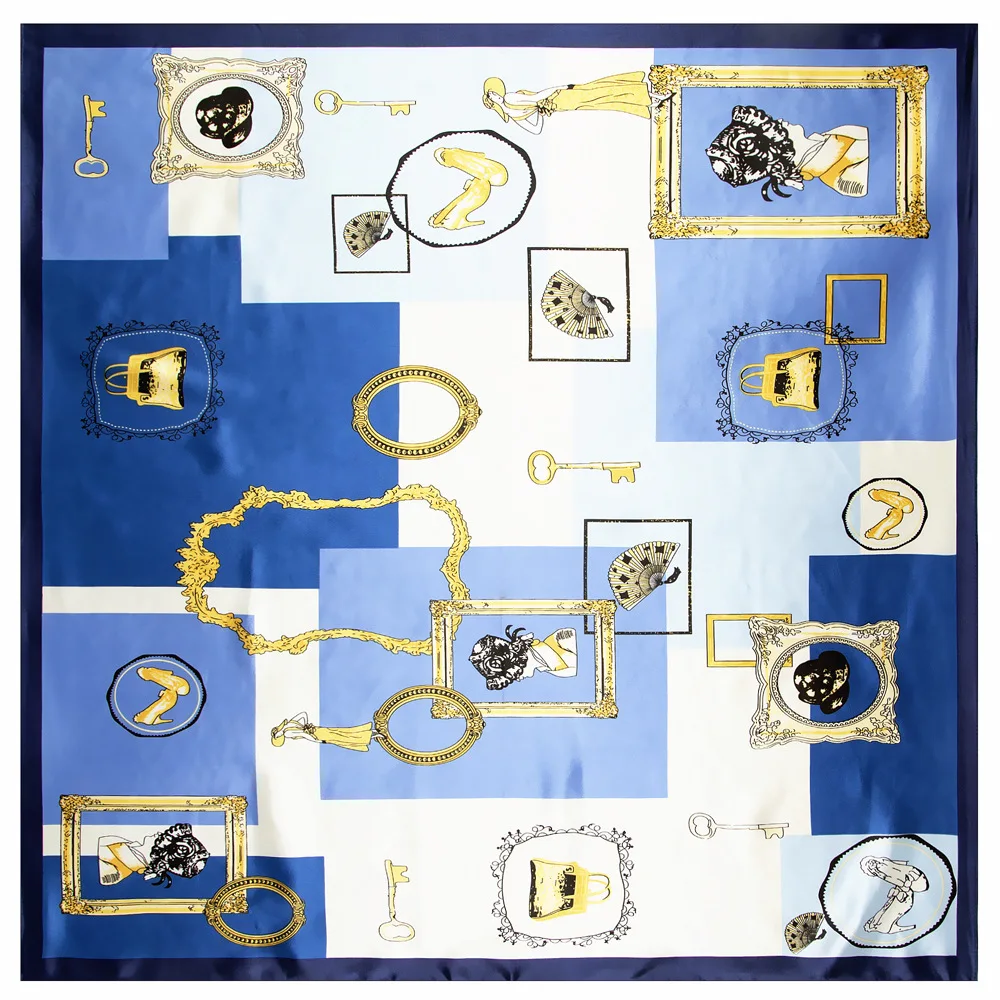 

Дизайнерский женский шелковый шарф с принтом, женский маленький роскошный хиджаб, банданы, фуляр, популярный женский шейный платок для офис...