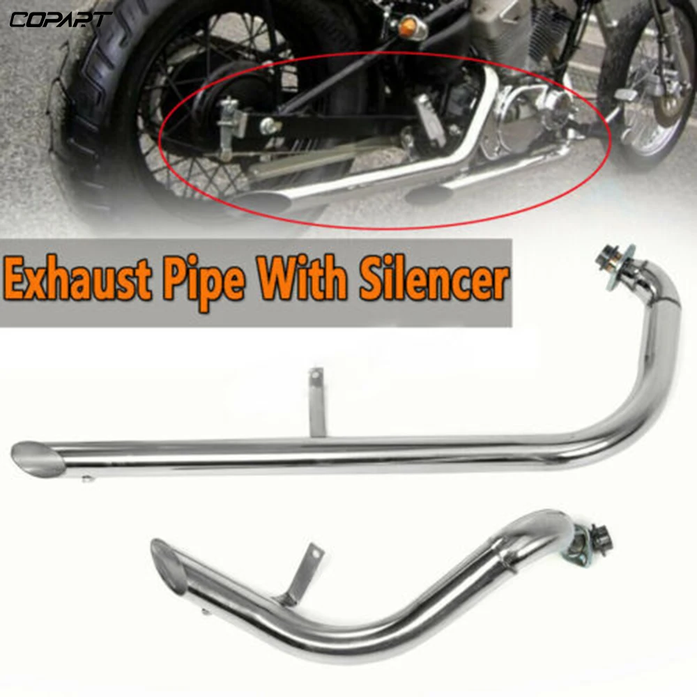 For Yamaha Virago/V star XV 250 XV 125 Motorcycle Exhaust Pipe Retro Slash Cut Pipe With Muffler Exhaust System+Silencers Chrome