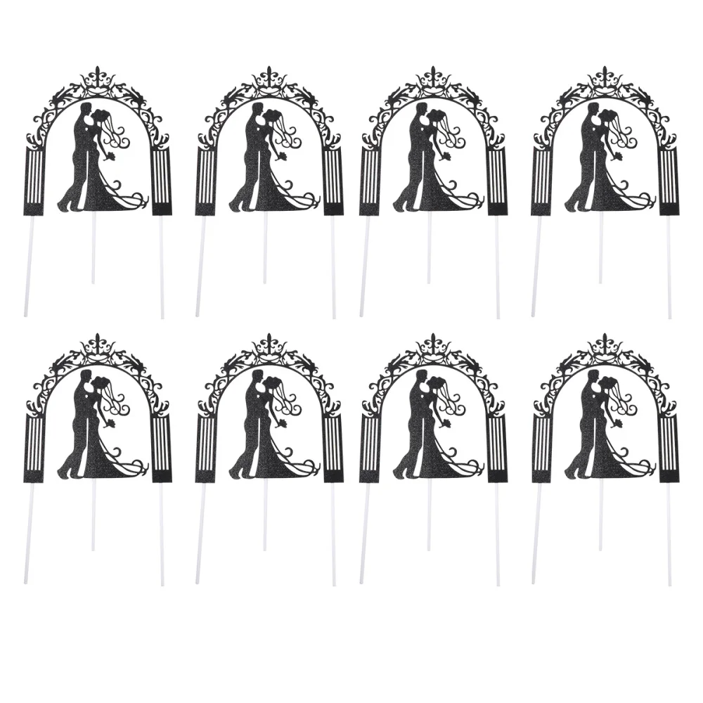 

16PCS Wedding Cake Decoration Bride Groom Arched Door Cake Toppers Delicate Bride Groom Arched Door Cake Picks Romantic Wedding