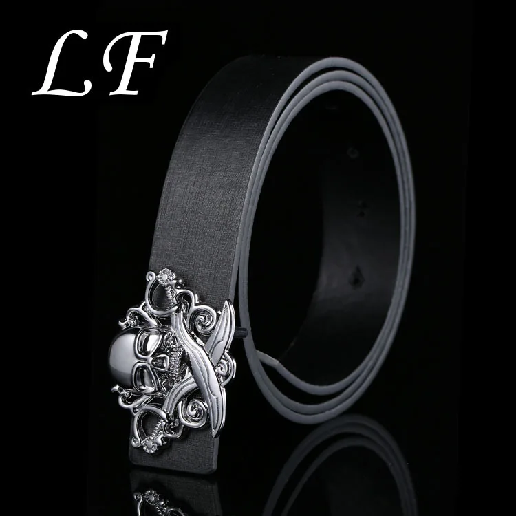

Fashion Belt Men Skull Ghost Head Smooth Buckle Belt Series Full Of British Style Personality