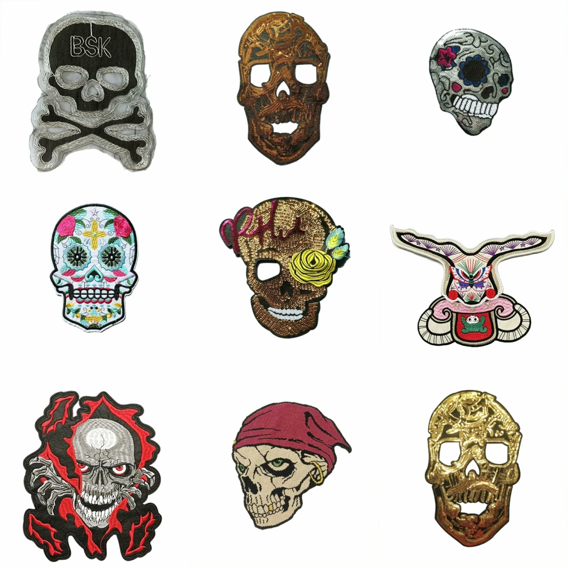 

large embroidery big skull animal cartoon patches for clothing HA-56