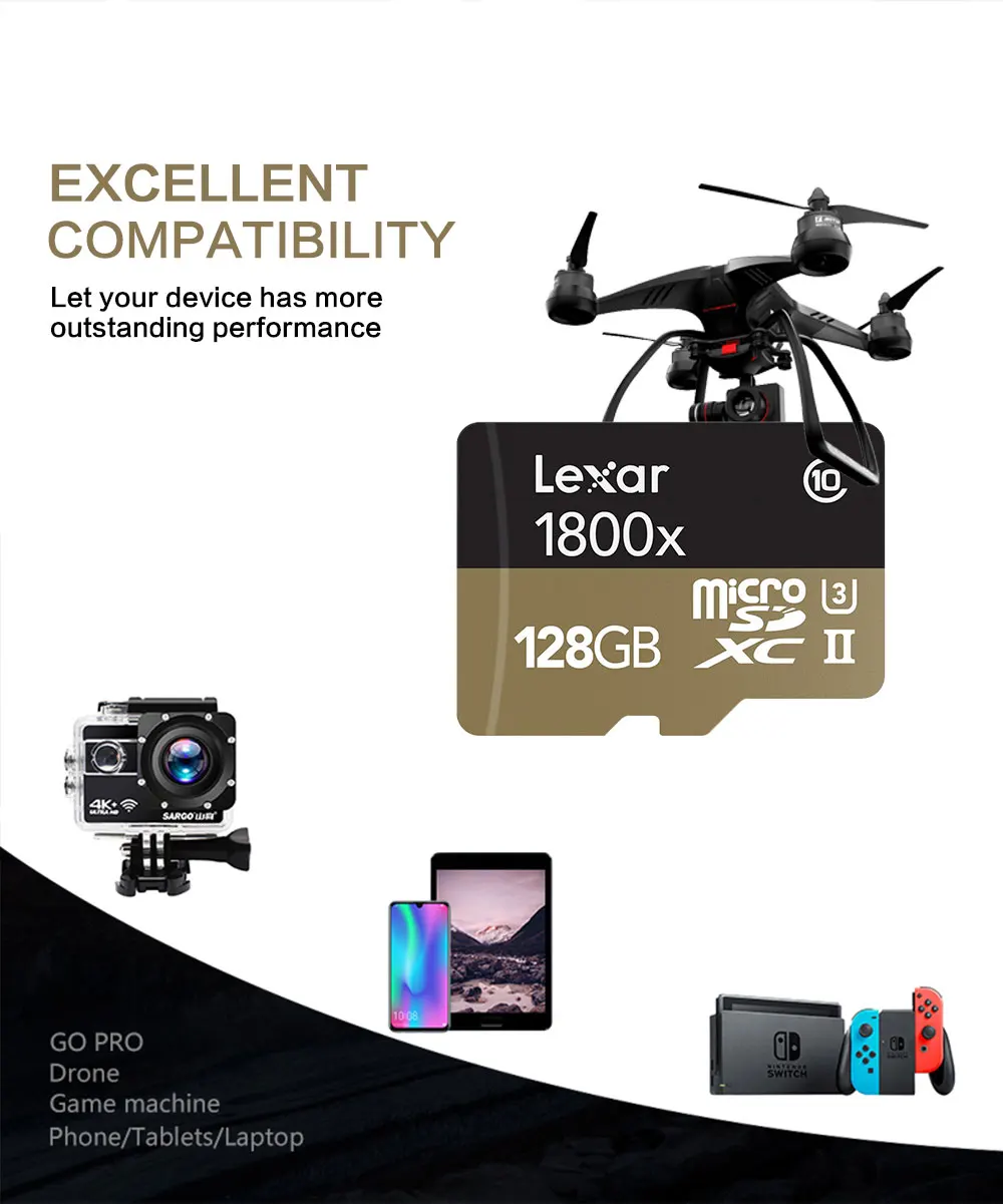 Lexar 1800X карты памяти 32 Гб 64 Гб Профессиональный микро SD карты Class10 UHS-II U3 SDHC/SDXC 270 МБ/с., мicro SD, TF карта