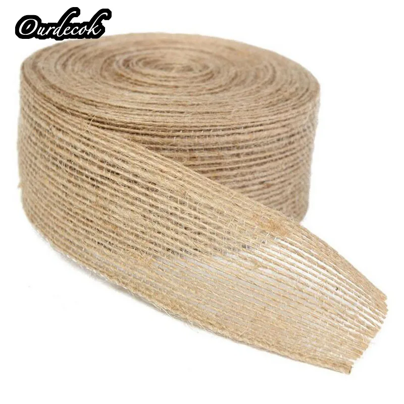 Натуральная джутовая лента из хессиана шириной 50 м 38 мм в деревенском стиле