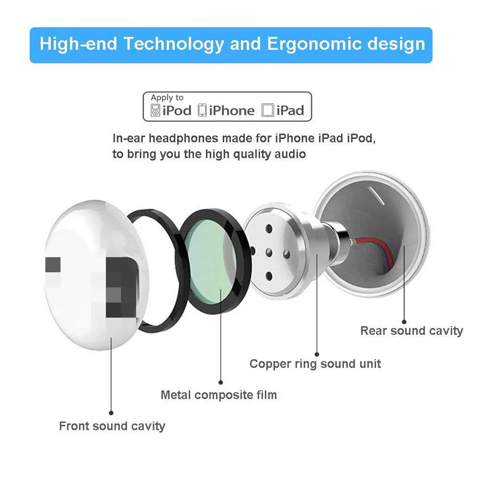 Bluetooth Проводные Наушники для iPhone 8, 8 Plus в ухо стерео с затычки в уши для микрофона для Apple iPhone 7 Plus X XR XS Max наушники