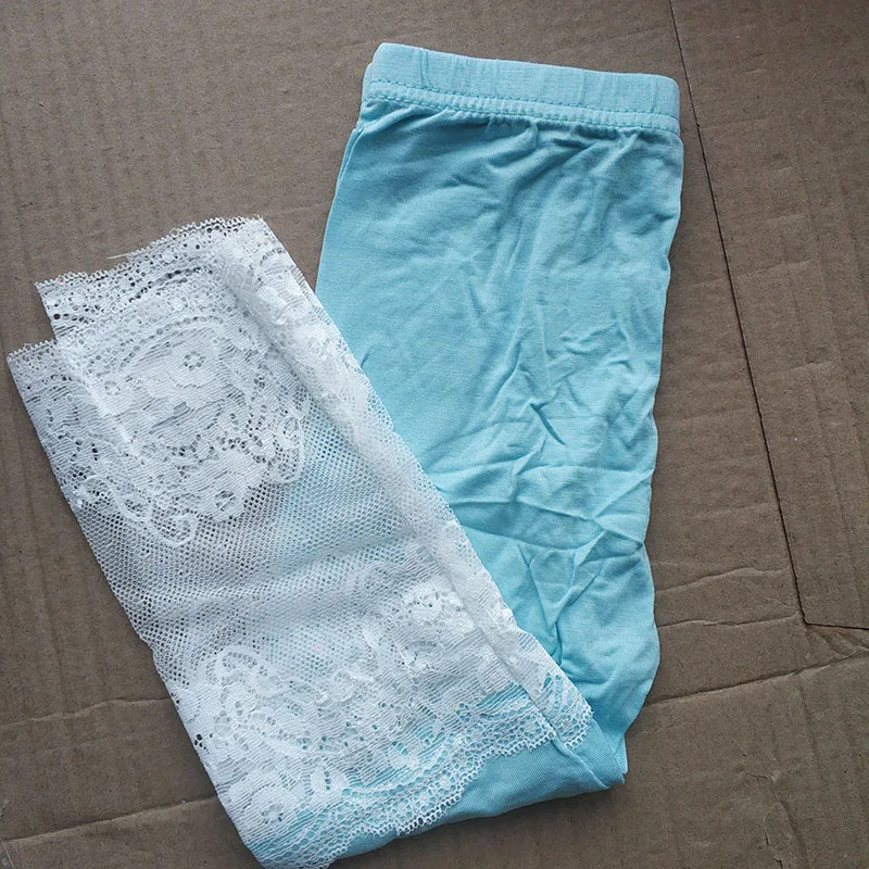 SKY Blue Летние леггинсы для девочек кружевные леггинсы длиной до колена скинни для маленьких девочек хлопковые узкие брюки детская одежда для детей от 3 до 10 лет - Цвет: SKY Blue