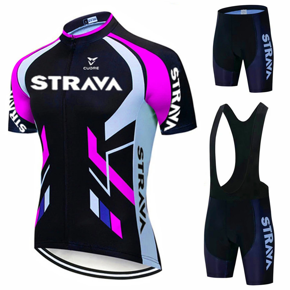 

2021 Men black strava Pro Team Summer Mountain Racing Bike Clothing/Breathable Quick Dry Cycling Jersey Sets